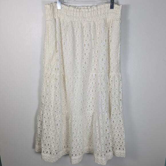 Anthropologie The Somerset Maxi Skirt Eyelet Edition Lined Boho Cottage XL NWT - Picture 3 of 11